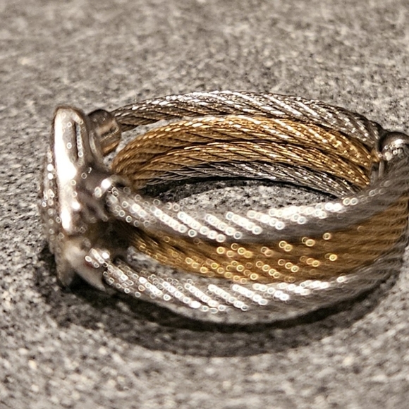 ALOR TWO TONE CABLE/18 KT  DIAMOND RING - Picture 4 of 5
